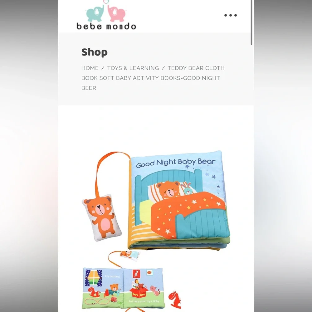 “Good Night Baby Bear” Cloth Book — Bebe Mondo
